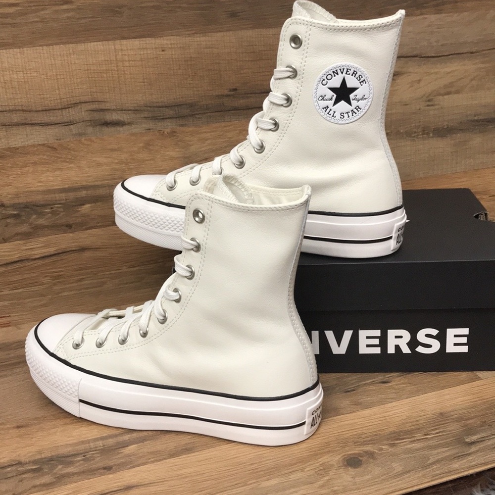 PLATFORM LEATHER CONVERSE EXTRA HIGH TOP BRAND NEW - Picture 4 of 15